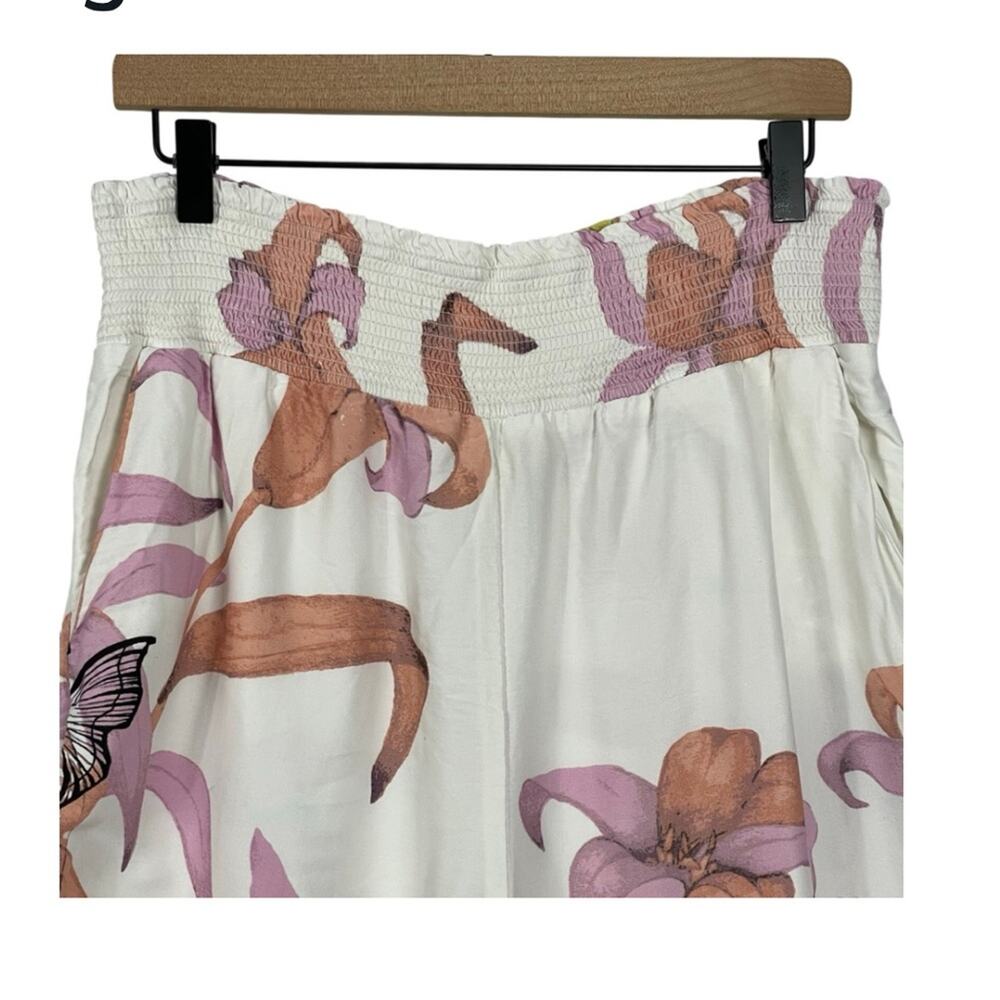 Anthropologie Maeve Pia Binazzi Pants Floral Tropical Wide Leg Size Large - Picture 4 of 9